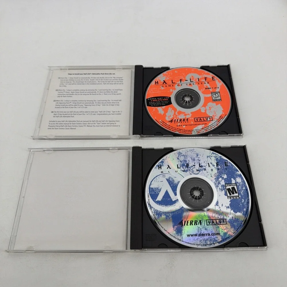 Half-Life Adrenaline Pack Blue Shift PC CD-ROM 2 Disc Set Lot